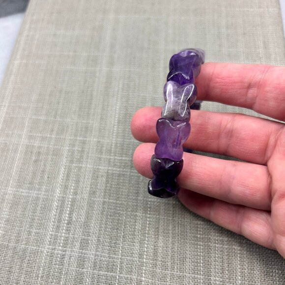 Amethyst  Butterfly Design Stretch Bracelet - Picture 5 of 5